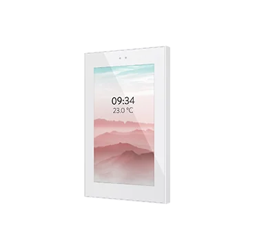 Écran tactile mural Zennio Z50 avec façade blanche
